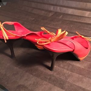 Moschino red/orange leather heels